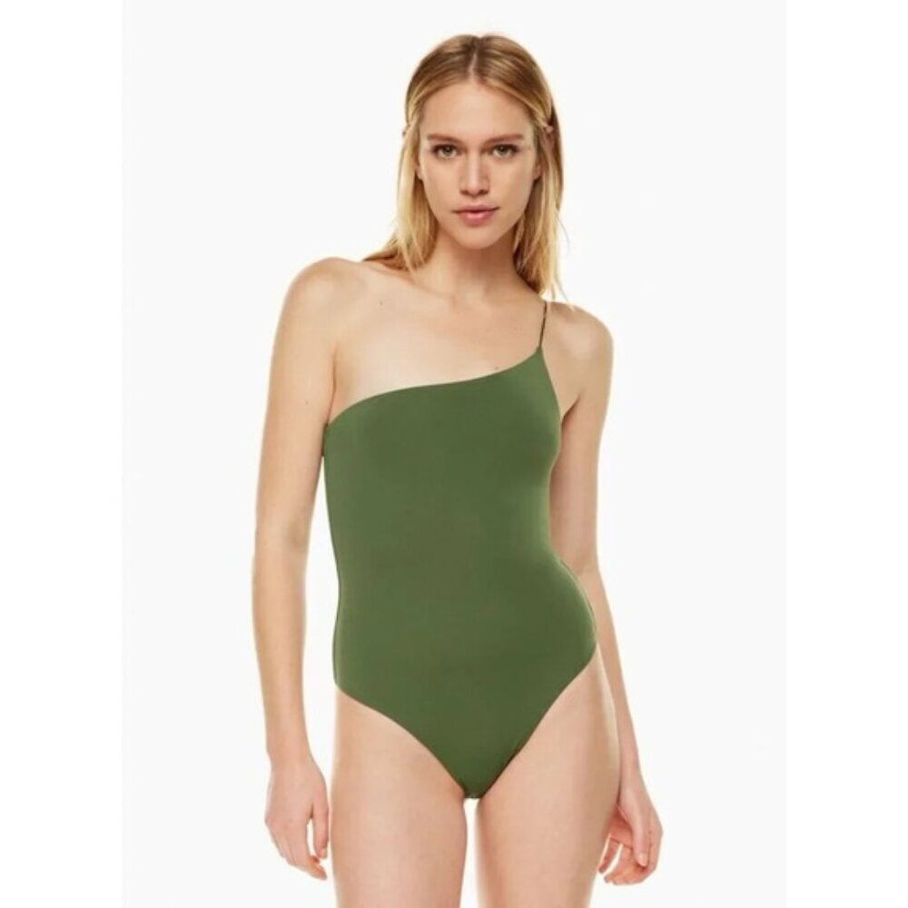 Aritzia Babaton Green One Shoulder Contour Bodysuit Small